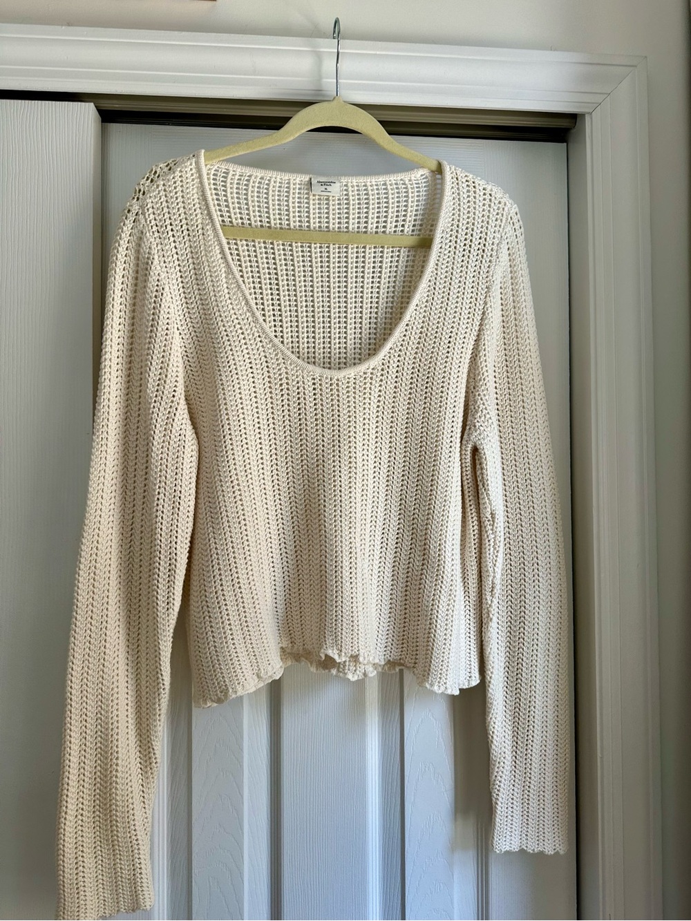 Abercrombie Long-Sleeve Crochet Scoopneck Top Sweater